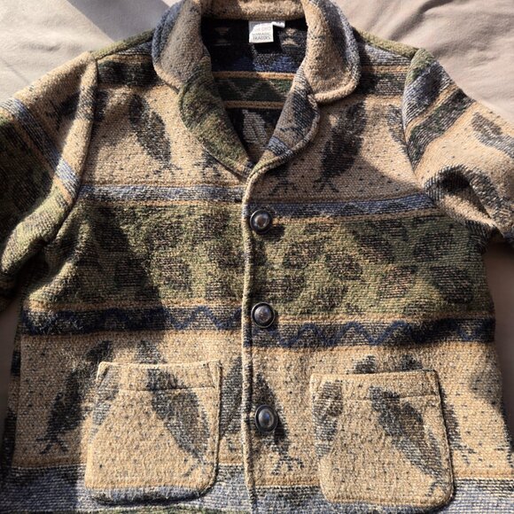 Vintage Nomadic Trader Wool Coat Womens Size Medium Native Style Feather Button - Picture 4 of 10